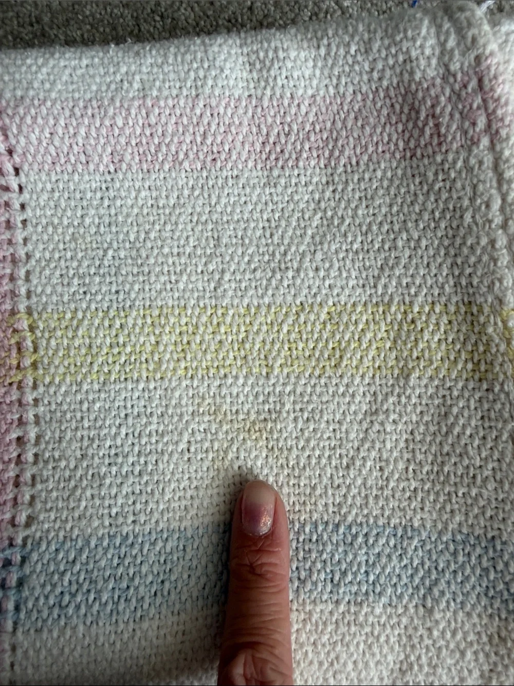 Vintage Beacon WPL 1675 Rainbow Baby Blanket Pastel Woven Knit Waffle Weave